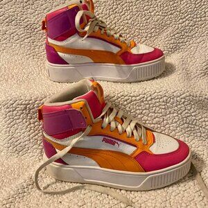 Puma Karmen Rebelle. Big girls/women's sz 5 White/Orange/ Purple. Excellent cond